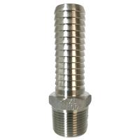 304 Extra Long Stainless Steel Male Adapter, 1 1/4" MPT x 1 1/4" Barb